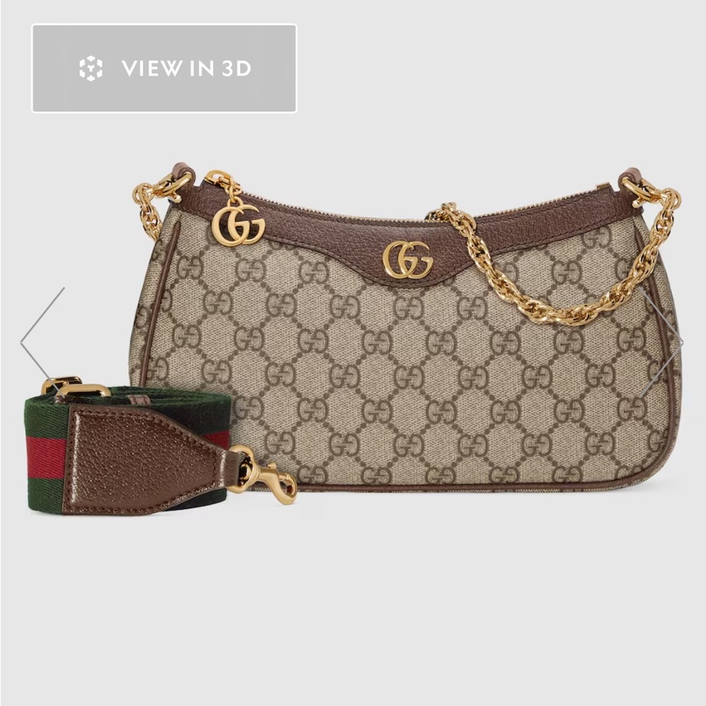 Gucci Brown and Gold Crossbody Bag with Chain Strap